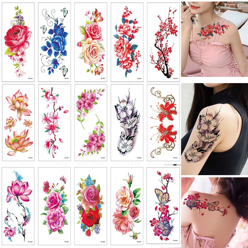 100 листов новые модные Съемные женские 3d наклейки с цветами водостойкие