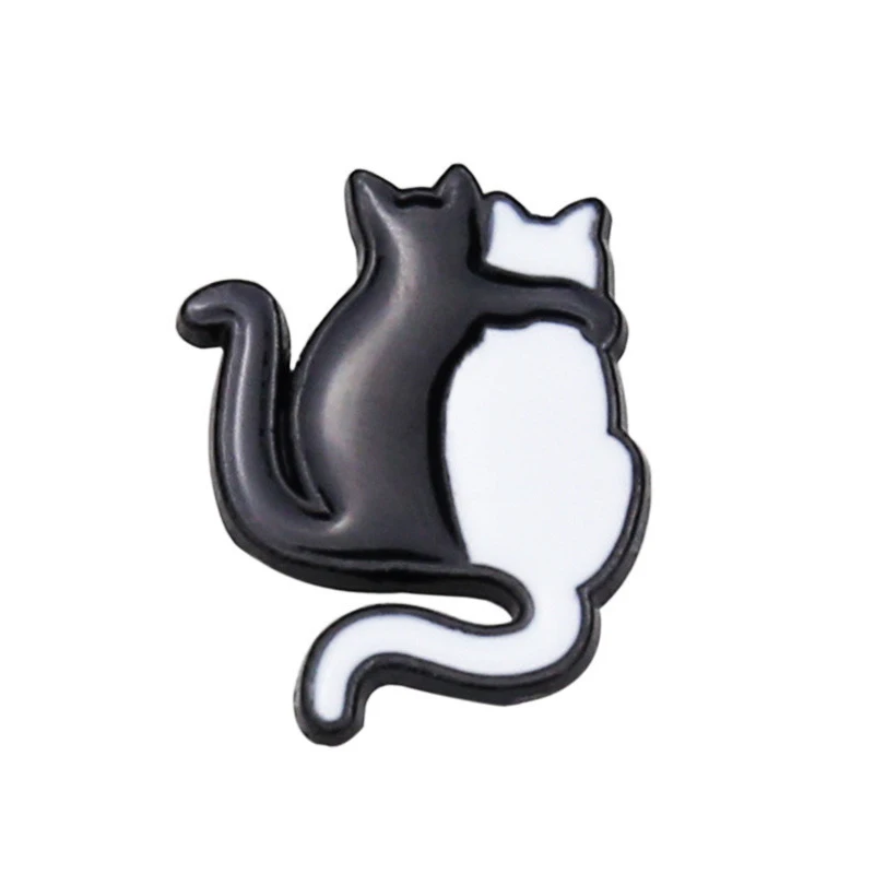 

Cartoon Black and White Cat Enamel Pins Hugging Cats Brooches Cute Animal Backpack Lapel Custom Badges Jewelry Gifts for Friends
