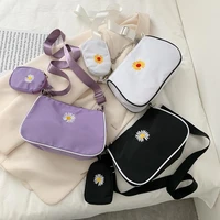 fashion nylon women small shoulder bag daisy flower female hobos messenger bags ladies armpit purse handbags cool girls tote bag