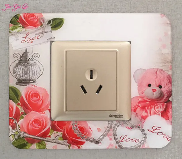 

JIA-GUI LUO 5 pcs Acrylic switch panel home decoration switch protective cover plant flower simple socket decoration L007