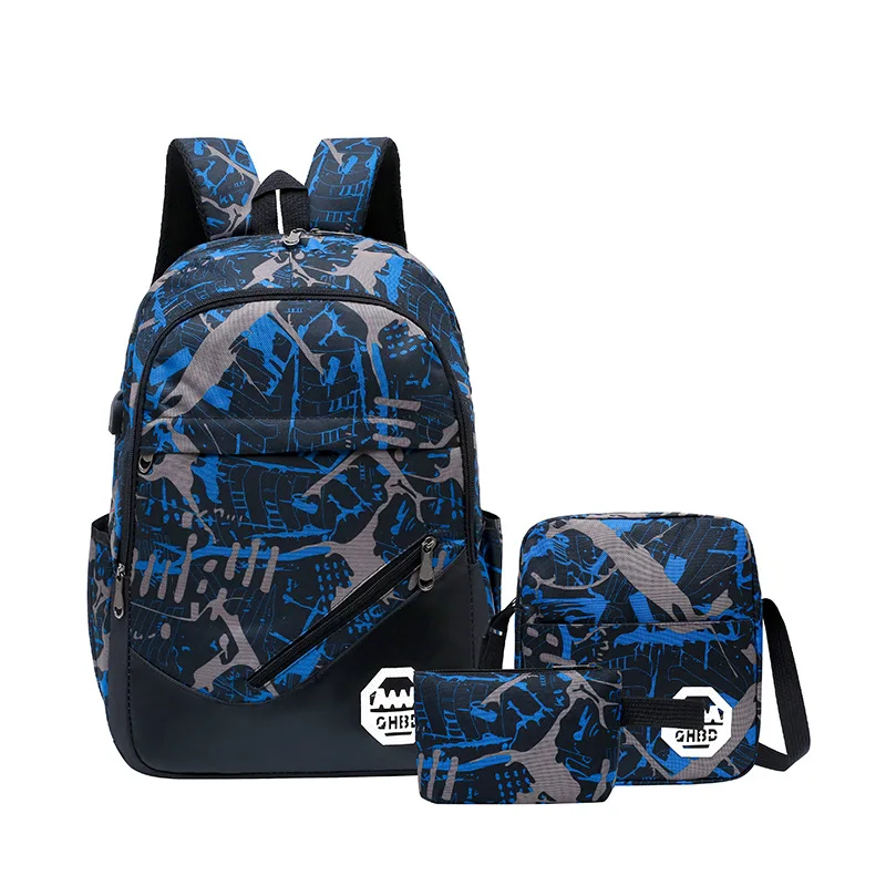 

Three-Piece Backpack Pattern Cloth Three-in-One Schoolbag Fashion Travel Bag College Students' Backpack