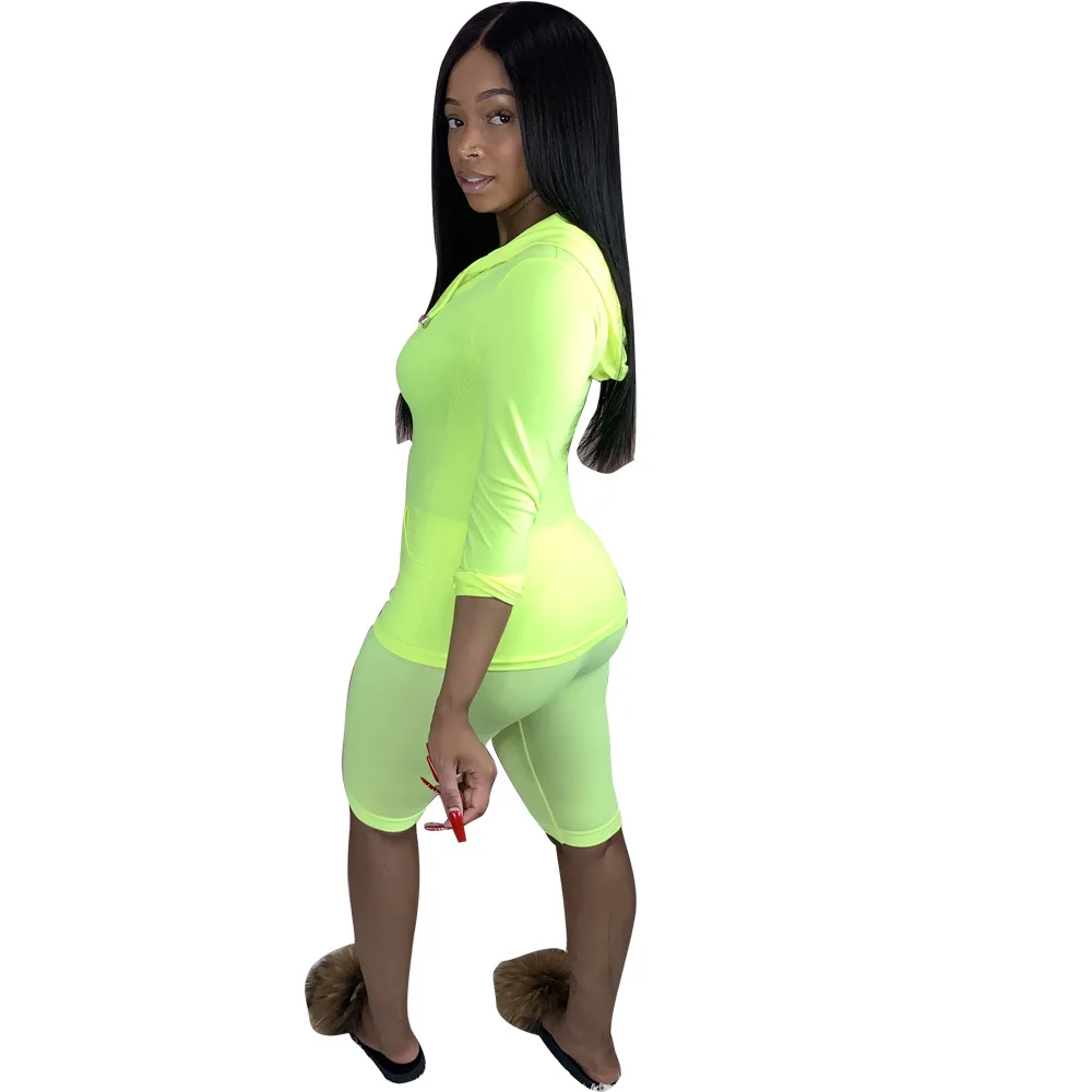 

HAOOHU Women Solid Hooded Long Sleeve Hoodies Tops Knee Length Jogger Pants Suit Two Piece Set Sport Tracksuit Outfits