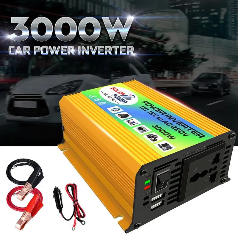 

Boat Car 3000W Converter Power Inverter DC 12V to AC 220V Invertor USB Charger 37MD