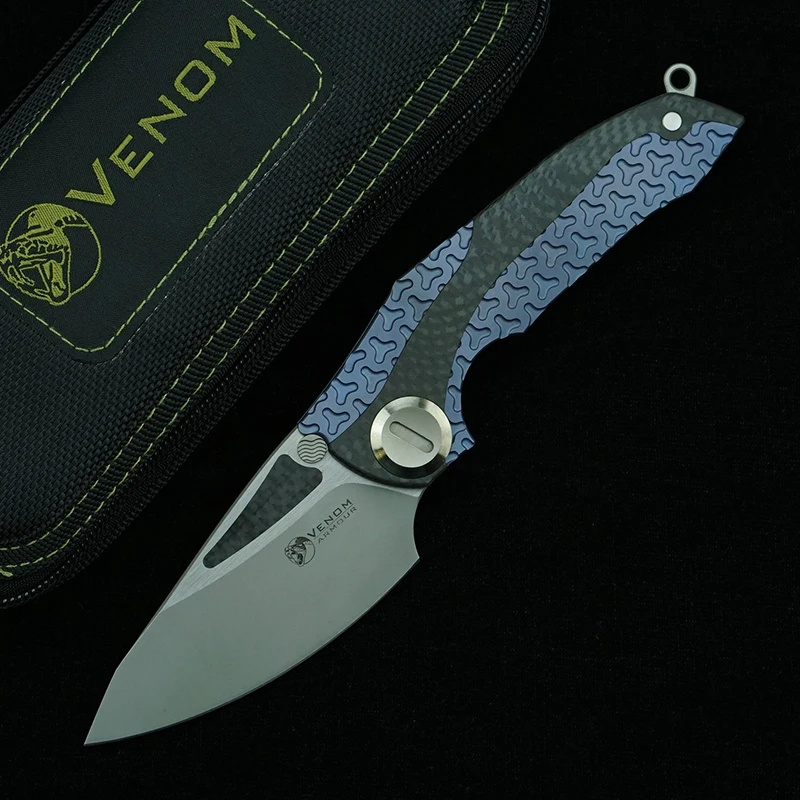 Складной нож VENOM Flipper M390 титановый Карманный резец для кемпинга охоты выживания