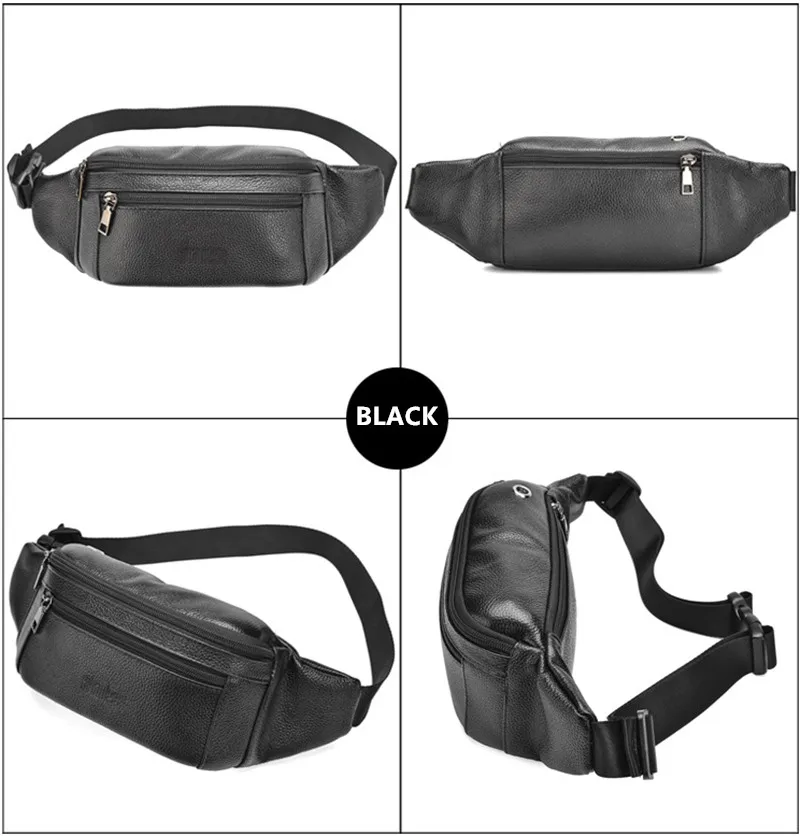 

2020 new men's leather waist bag multi-function mobile phone bag head layer cowhide body bag male chest bag shoulder bag