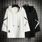 Модная Толстовка в стиле панк с короткими рукавами; Черно-белая мужская уличная одежда в стиле хип-хоп из хлопка; Коллекция 2022 года; Летняя одежда; M-5XL больших размеров