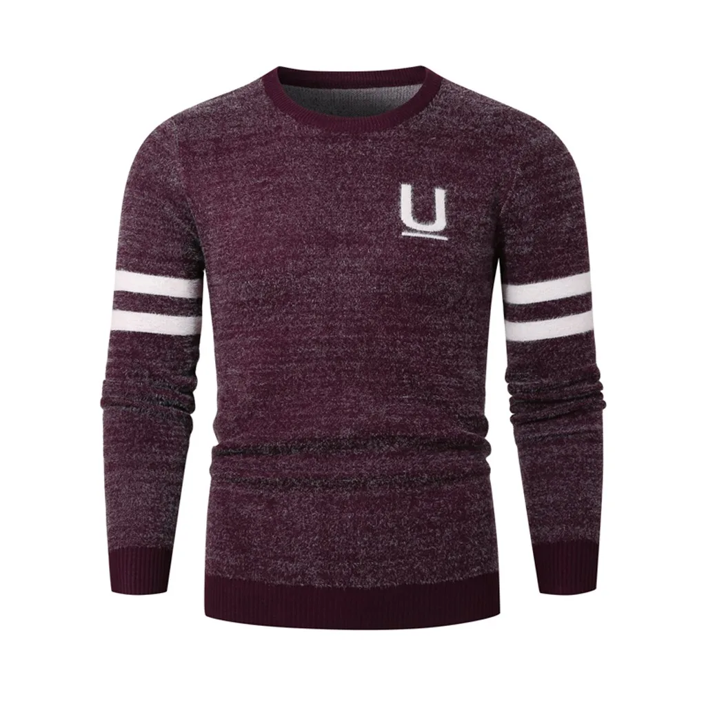 

Men's Fashion Suede Stitching Sweater Men Head Round Neck Casual Sweaters Men's Stitching Round Neck Pullover Sweater