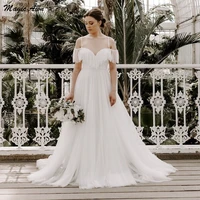 magic awn charming boho wedding dresses lace tulle open back beach bride dress plus size a line abito da sposa 2021