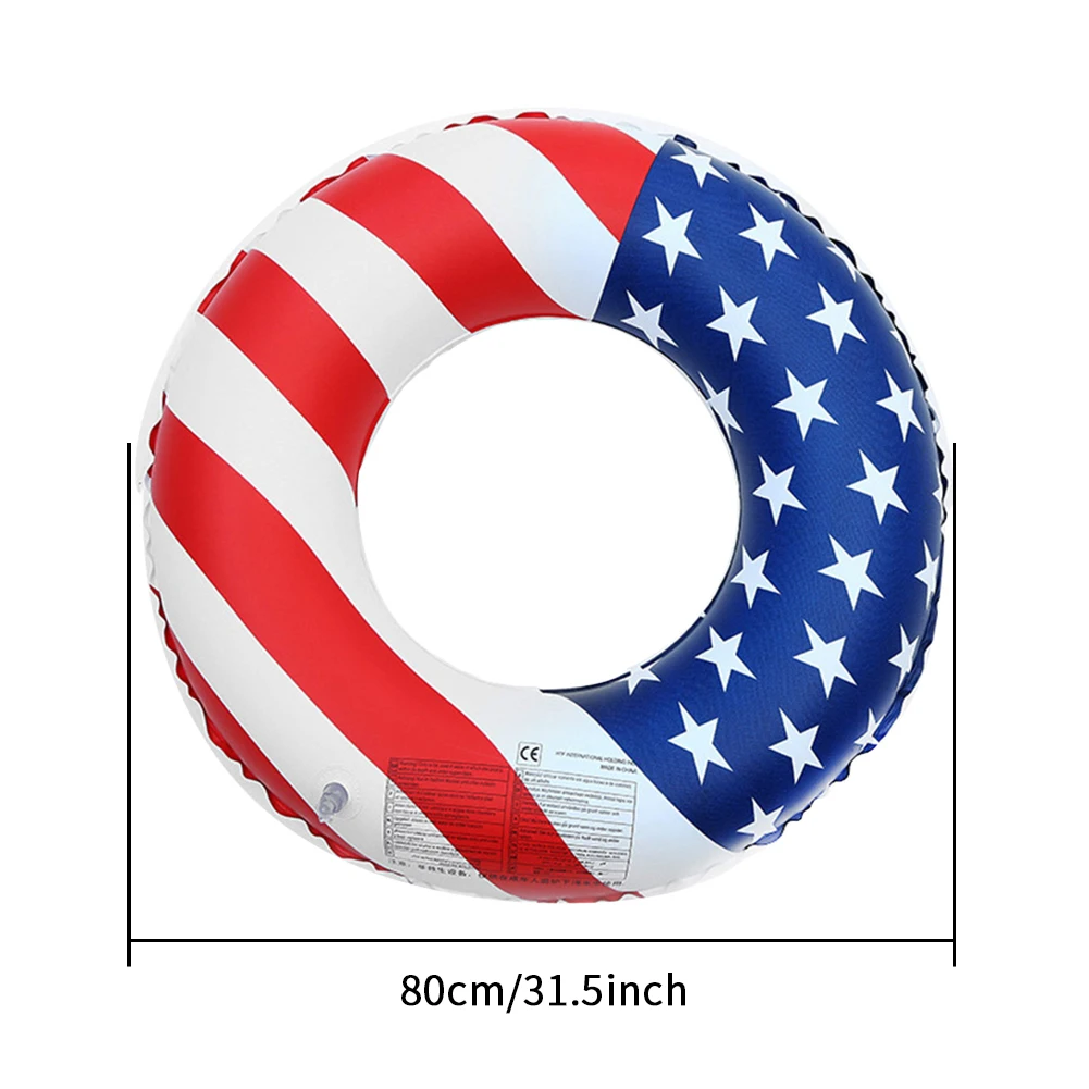 

Inflatable Float Water Sports American Flag Swimming Ring Leakproof Round Circle