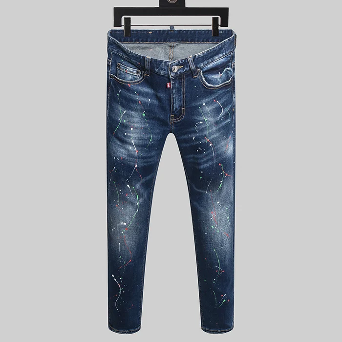 

dsq jeans European Style mens D2 Italy brand jeans elastic Men Slim jeans denim trousers zipper blue jeans Pencil Pants for men