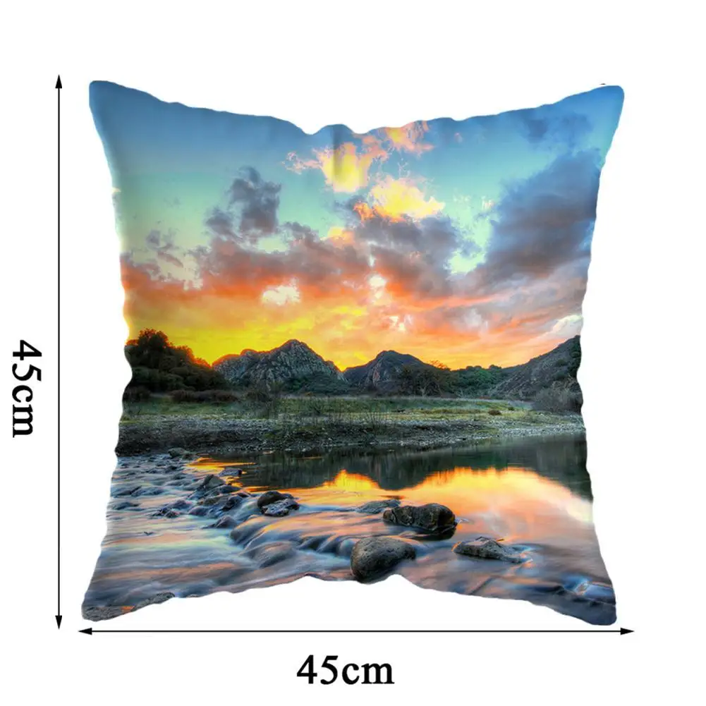 

Landscape Series Ins Style Nordic Cushion Cover Sofa Pillowcase Single-sided Peach Skin Modern Home Decoration 45*45CM