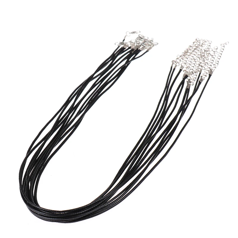 

10pcs/lot Handmade Leather Adjustable Braided Rope Necklaces & Pendant Charms Findings Lobster Clasp String Cord 12 Color