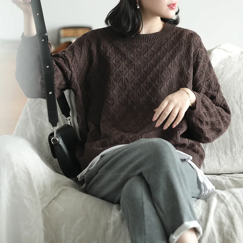 Осенний свитер женские вязаные свободные модные пуловеры новинка 2019 топы