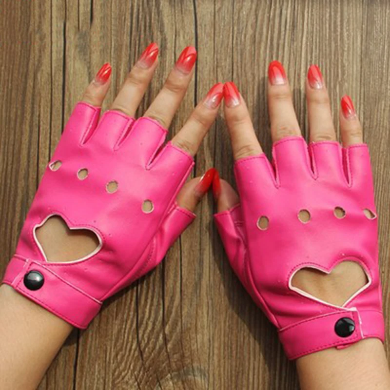 

1 Pair Leather Gloves Luvas Guantes Mujer for Women Girls Red Balck White Loving Heart Gloves High Quality Comfortable Glove