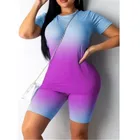 Женский спортивный костюм, неоновые топы с принтом, короткие брюки, одежда для тренировок, 2 шт.компл.