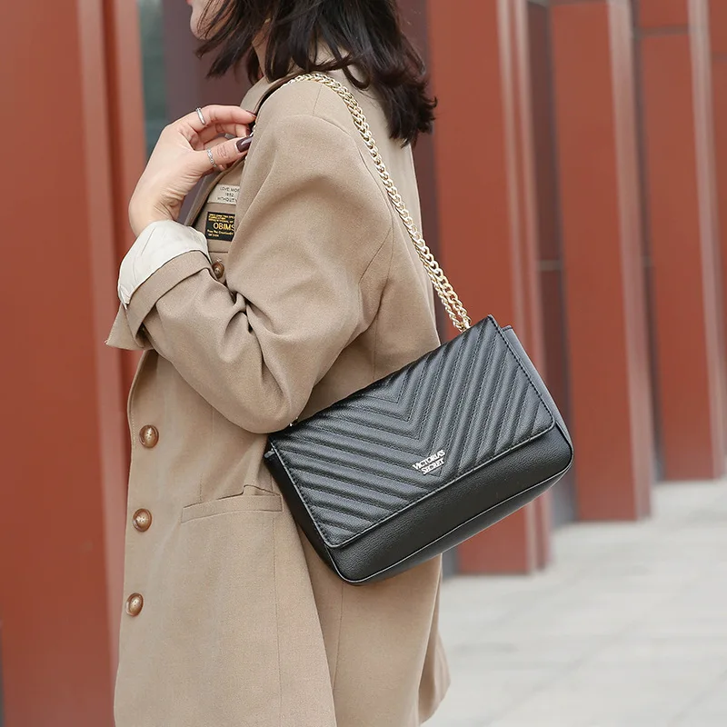 

For Women 2020 Solid Color Shoulder Messenger Bag Victoria Lady Chain Travel Small Handbag Fashion Simply Leather Crossbody Bag
