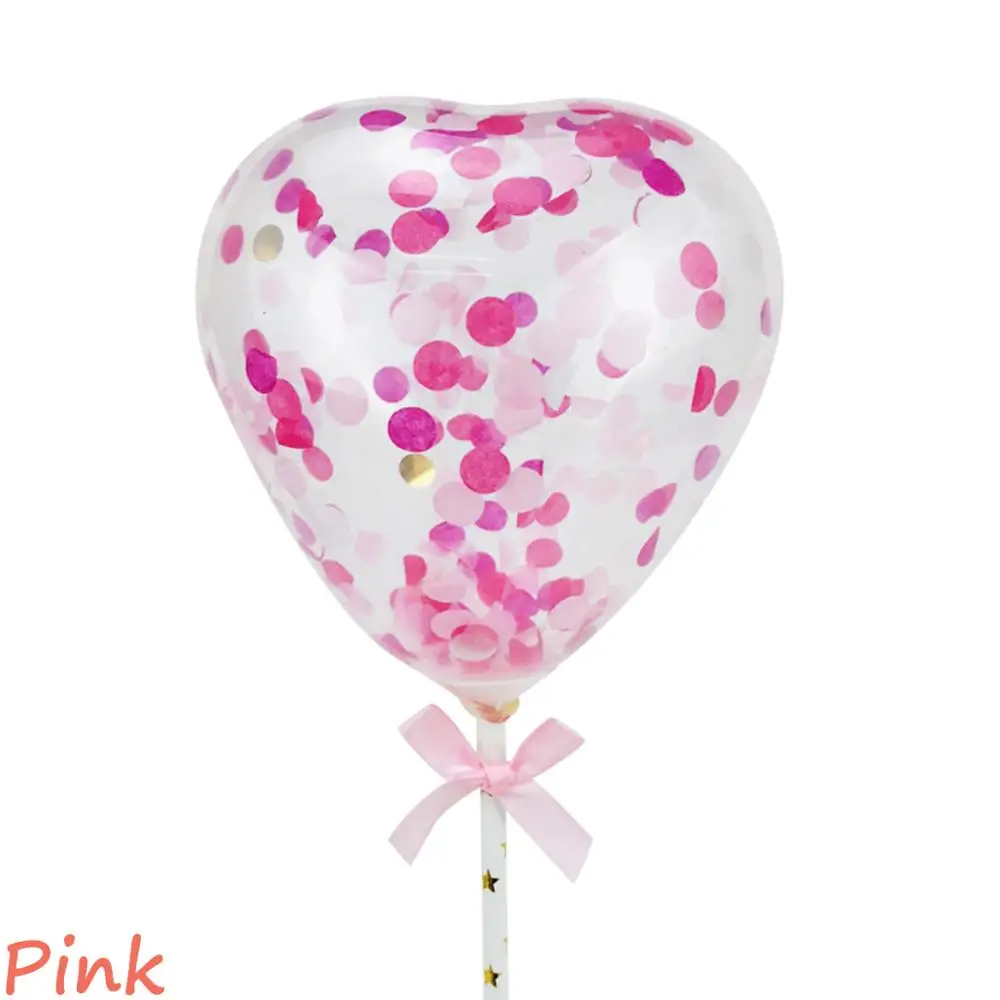 5 дюймов шар торт Топпер Сердце Конфетти декорация с бумажной соломенной лентой