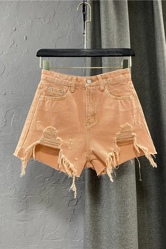

Korean Style Wide Leg Hot Jeans Women's High Waist Ripped Denim Shorts Summer 2021 Loose Fashion A Line Hot Pants