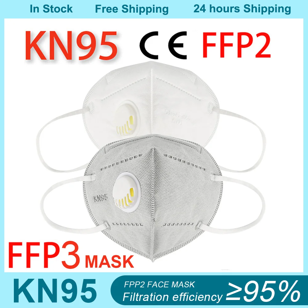 Маска для лица KN95 FFP2 FFP3 фильтрационный респиратор 5 уровней защиты с дыхательным