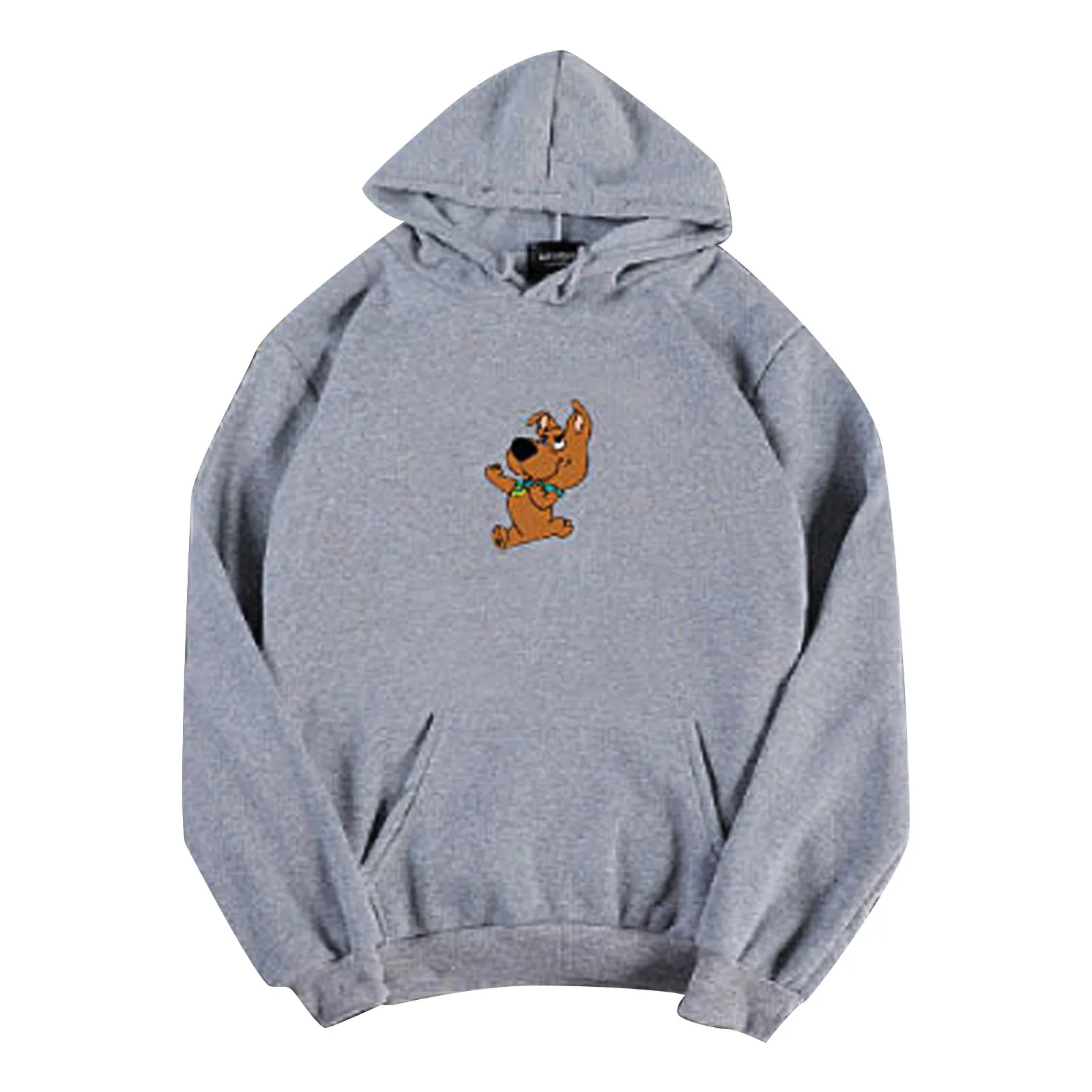 2021 New Harajuku Women's Brown Boxing Puppy Cute Pattern Blouses Fashion Round Neck Long-sleeved Hooded Свитер с капюшоном