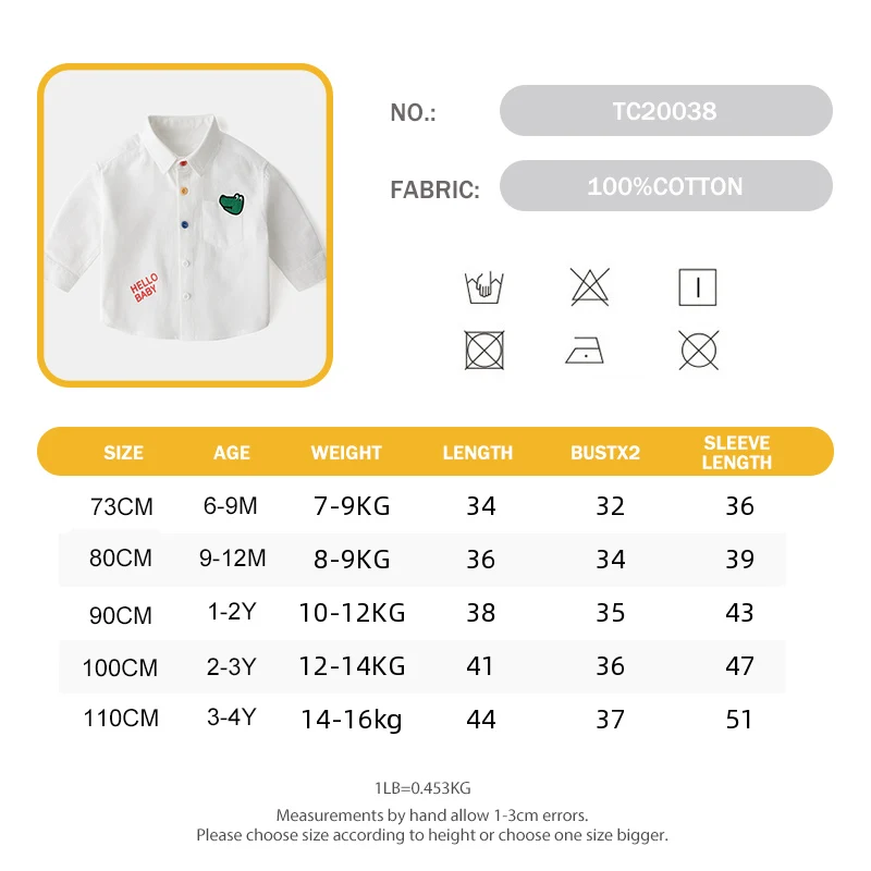 

TINY CROWN 0-4Y Baby Girl Boy Blouse Long Sleeves 100%Cotton Solid White Blouse Shirt 2021 Sping Autumn Shirts