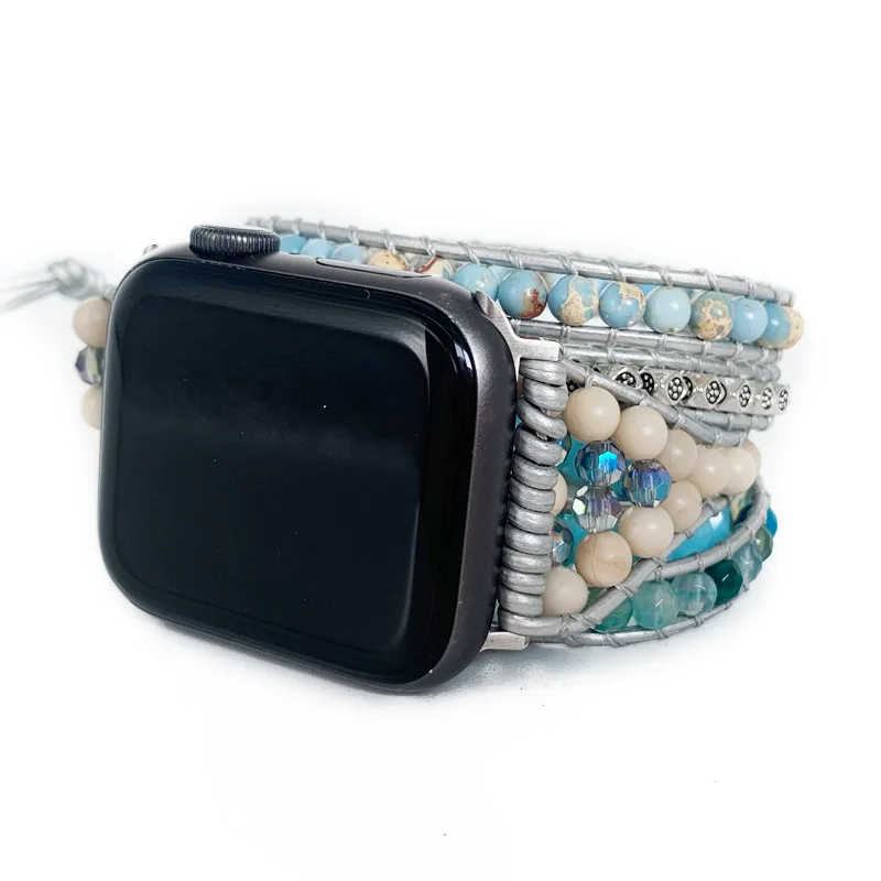 New for Apple Watch Watch Accessories Natural Stone Bohemian Multi-layer Bracelet Strap Wholesale Apple Watch Strap
