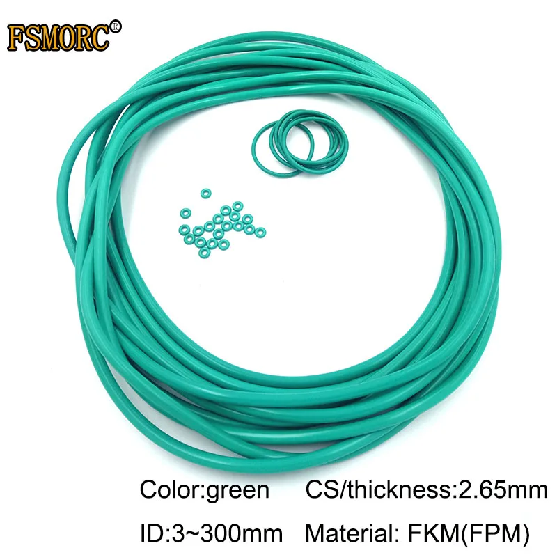 Зеленые уплотнительные кольца FKM ID3 мм ~ 300 * 2 65 толщина/CS маслостойкие кислотно