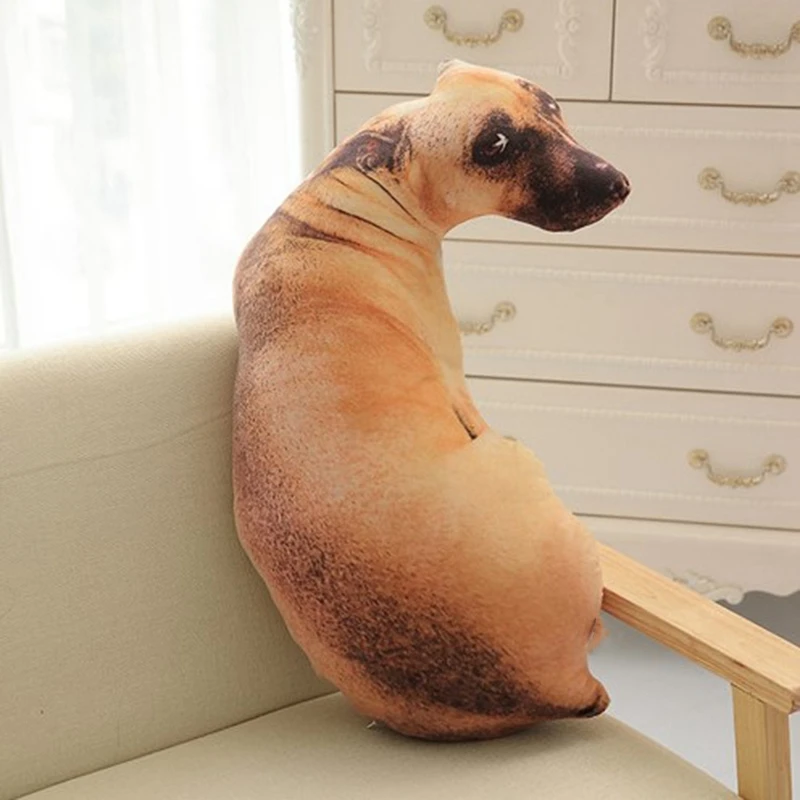 3D милая согнутая Подушка с принтом собаки реалистичные животные забавная голова
