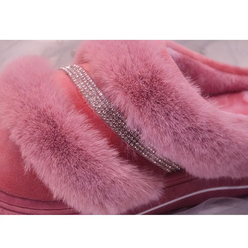 Зимние меховые тапочки Милые домашние Сезон осень-зима Нескользящая домашняя