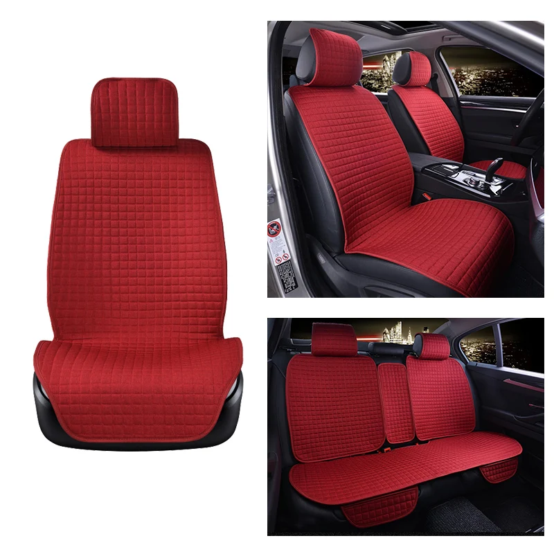 

New 5 Seats Linen Car Seat Cover Protector Flax Front Rear Seat Back Cushion Pad Mat Backrest for Auto Interior Truck Suv Van