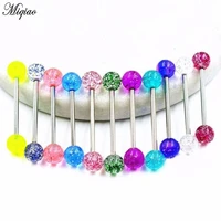 miqiao 7pcs hot sale acrylic sequin tongue nail body piercing jewelry