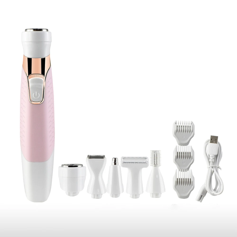 安い 新しいusb電気眉毛トリマーシェーバー顔と鼻毛全身5イン1多機能女性脱毛デバイス