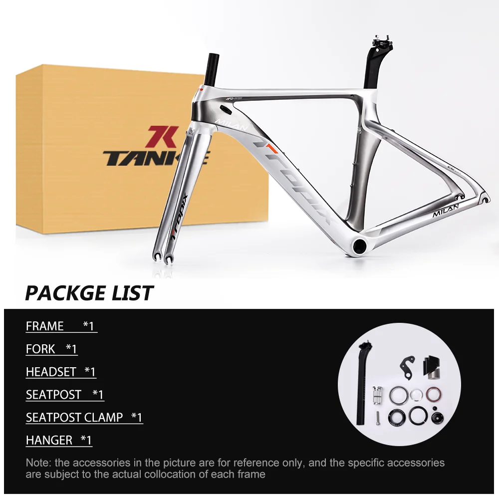 

TROPIX road bike carbon fiber frame 46cm straight-mounted c-brake BB86 press-in matte/bright bike frame set 135mm quick release