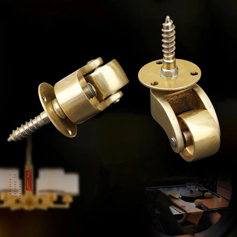 4 шт./лот литейные ролики из полированной твердой латуни маленькие мебельные
