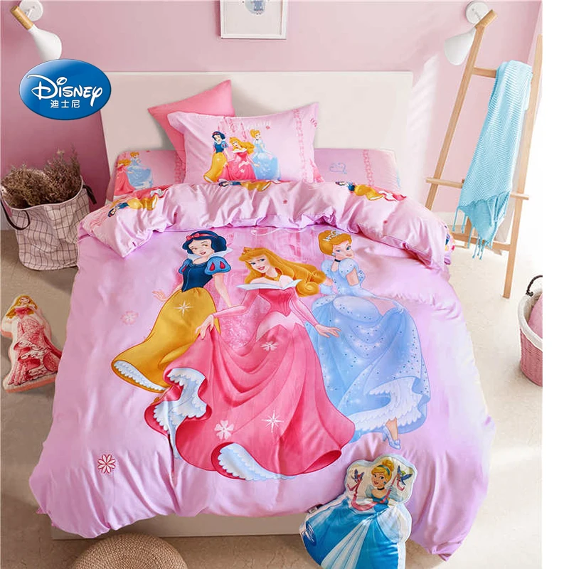 Disney Snow White Design 3D Bedding Set for Children and Girls Pink Duvet Quilt Cover Pillowcase Bedroom Decoration Home Fabric