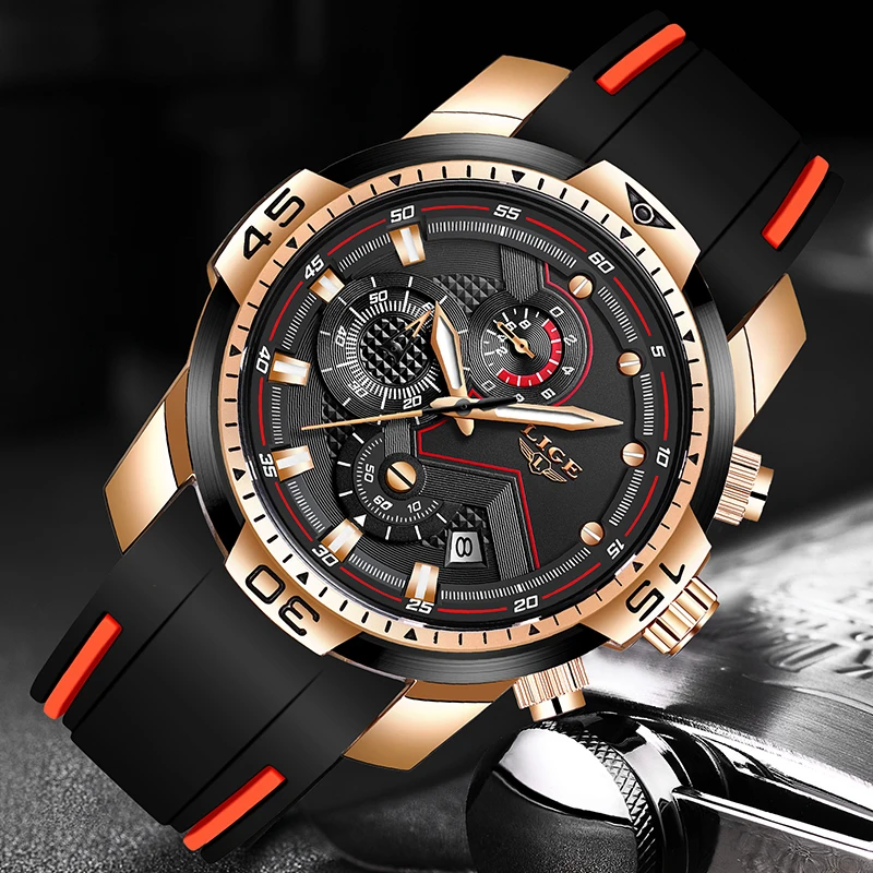 

Relogio Masculino модные мужские часы 2020 LIGE Топ люксовый бренд Мужские Бизнес силиконовые военные водонепроницаемые Дата циферблат большие часы