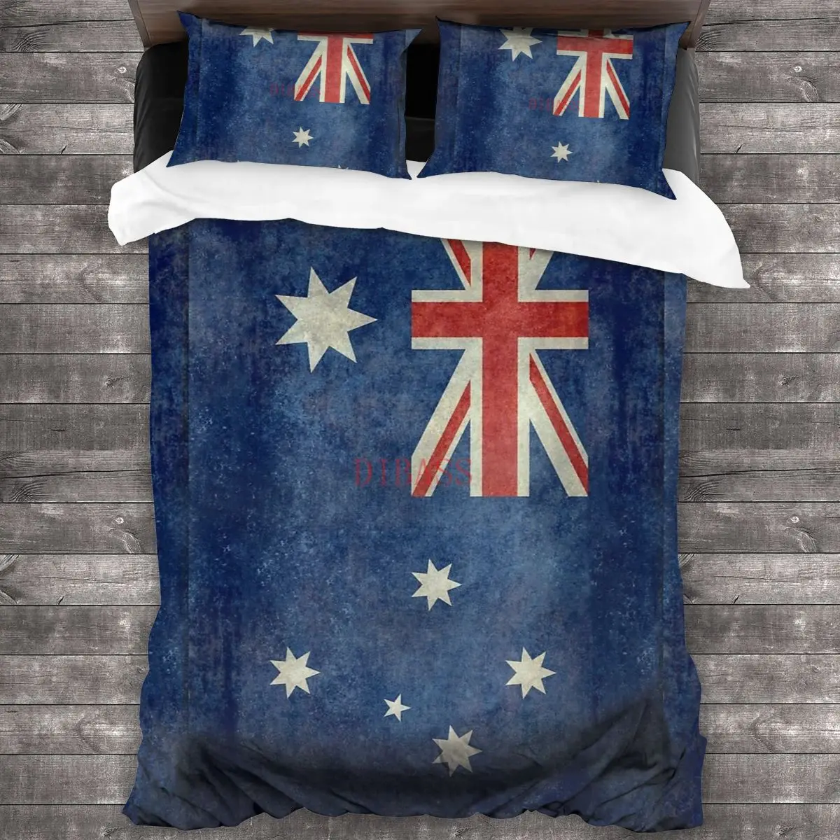 

Австралийский флаг, гранж, ретро текстурированная версия, мягкая искусственная кожа с 2 наволочками, пододеяльник на молнии