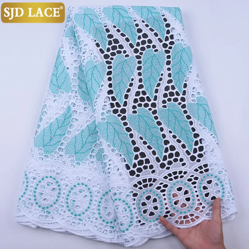SJD кружево 100% хлопок африканская кружевная ткань Высокое качество швейцарская