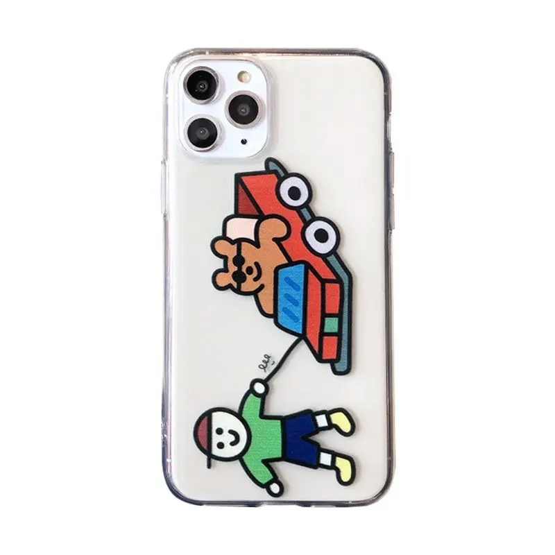 Прозрачный чехол для iPhone 11 pro с мультяшным рисунком в южнокорейском стиле чехлы