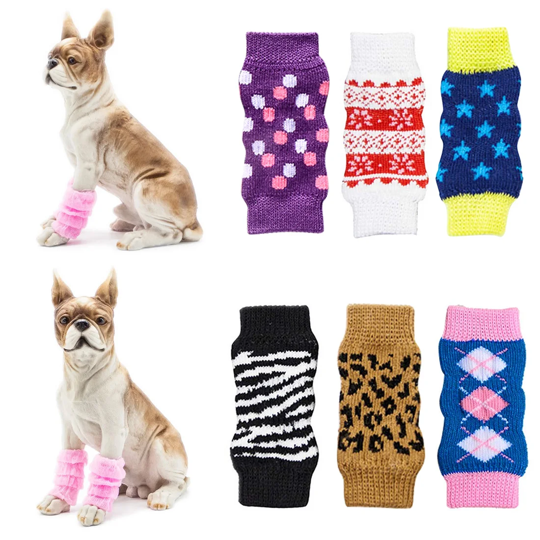 

4 Pcs/ Set Winter Pet Warm Dog Cat Puppy Leg Protectors Pet Sleeves Dots Warmer Protector Cover Cotton Socks Pet Supplies