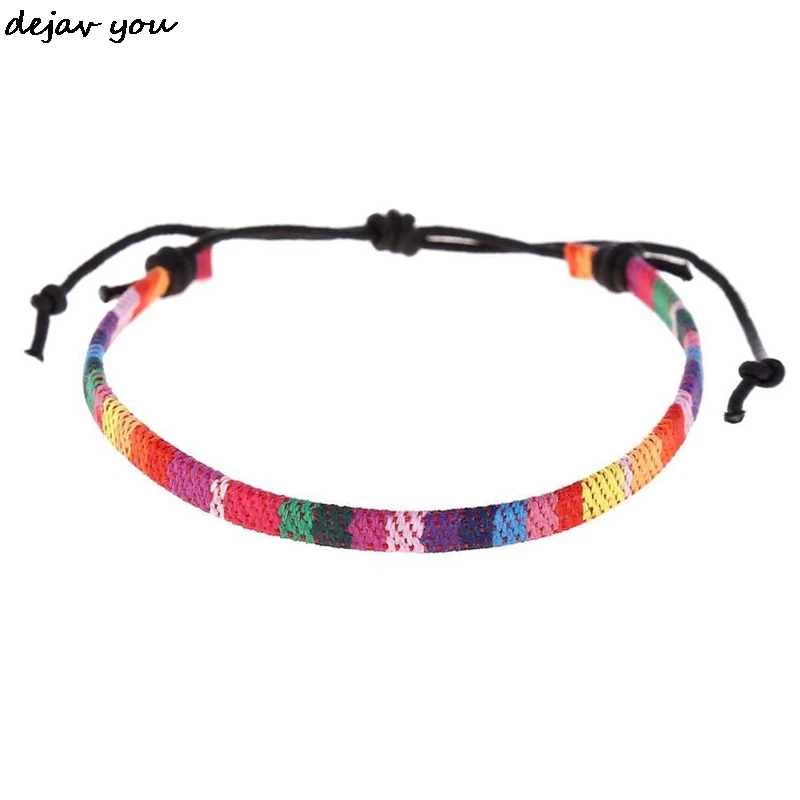 Браслет на лодыжку для мужчин и женщин плетеная цепочка в стиле бохо Радужный