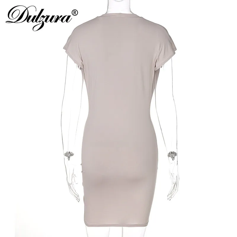 Dulzura/однотонная короткая футболка без рукавов Платье миди с глубоким v-образным