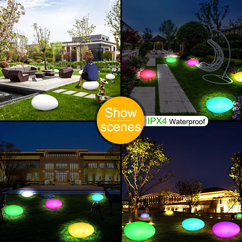 

Уличный водонепроницаемый декоративный RGB светильник на солнечной батарее, в форме булыжника s, освесветильник для газона, двора
