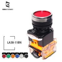 button switch self reset la38 11bn start stop jog control no nc copper contacts 22mm six colors with base