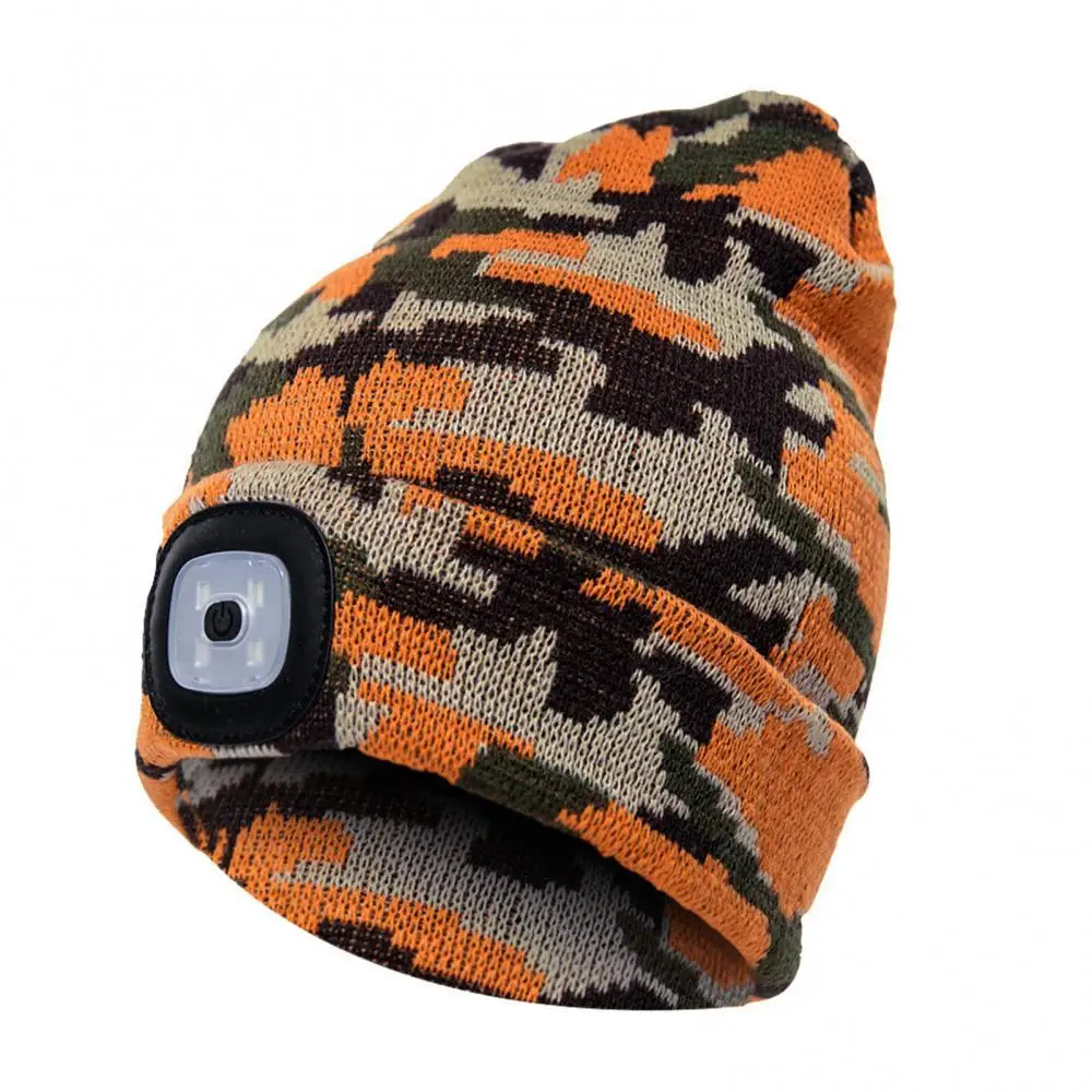 

Unisex Winter LED Light Luminous Warm Knitted Hat Outdoor Camping Head Lamp Cap