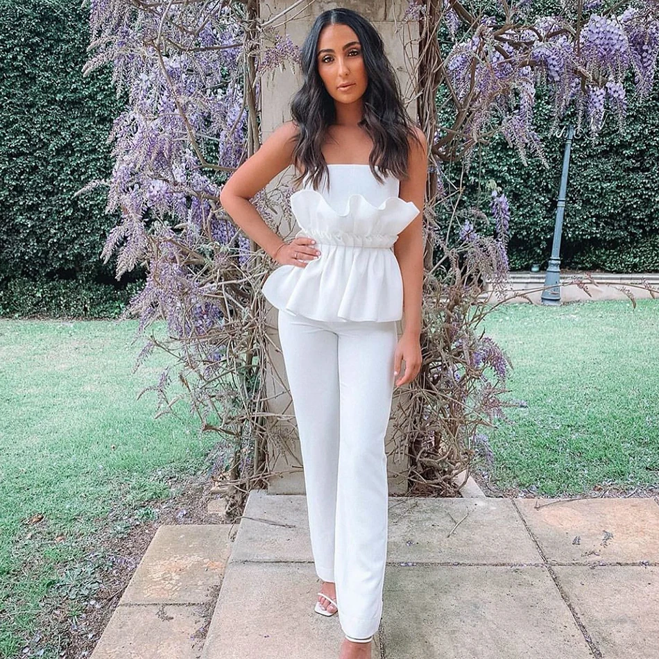 

2020 Fashion Off Shoulder Sexy Jumpsuit Women Strapless Drawstring Summer Women Rompers Skinny Backless Rompers Womens Jumpsuit