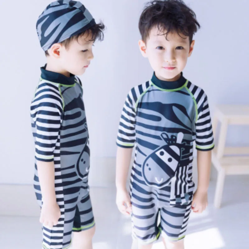 Летний купальный костюм для маленьких мальчиков+ шапочка, комплект из 2 предметов, купальный костюм с рыбами, морской мир, купальный костюм для малышей, детский купальный костюм, детский купальный костюм для спа-пляжа