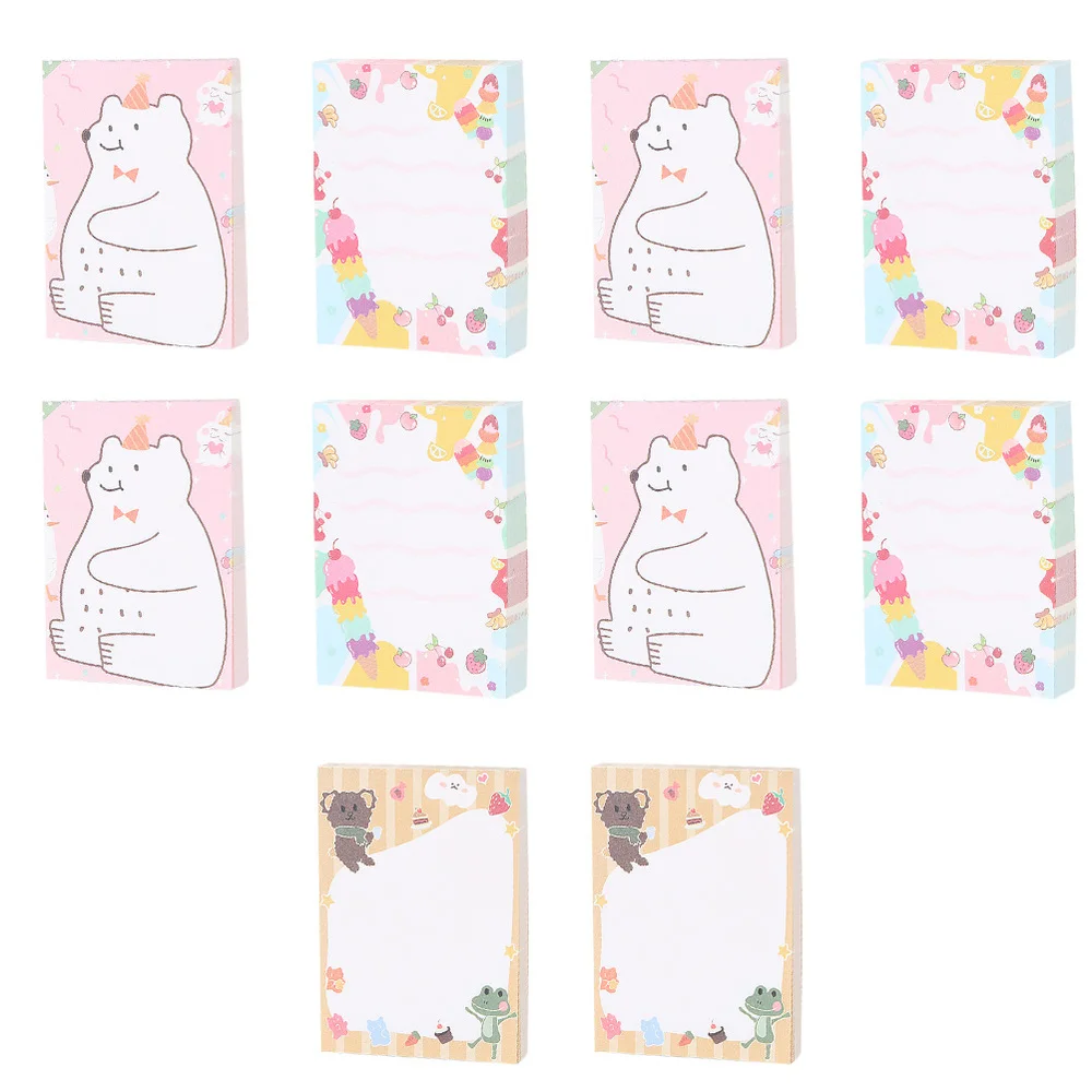 

10Pcs Adhesive Memo Pads Tearable Notes Stickers Stationery (Mixed Type)