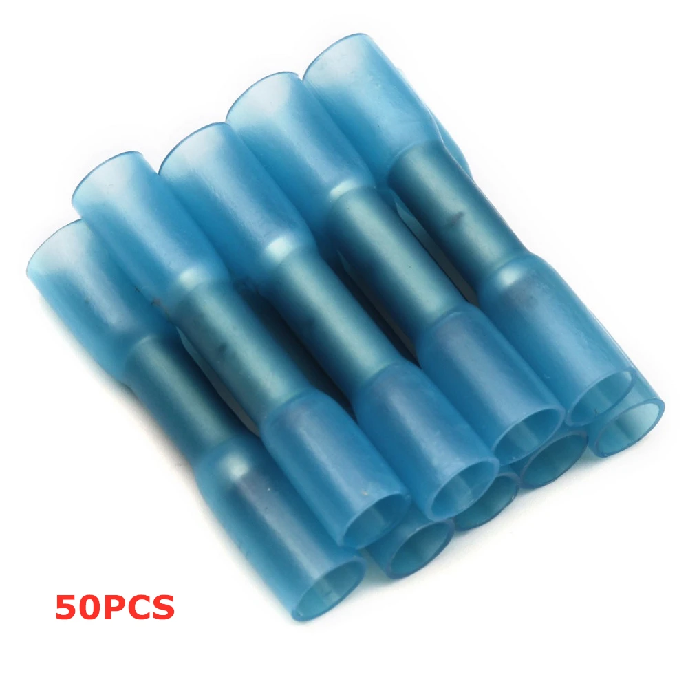 50PCS 100/25 шт. термоусадочной терминалы красные изолированные Водонепроницаемый терминал запечатать стыковой 22-18 AWG Электрический провод обжимной вывод инструменты для наращивания волос - Цвет: 50PCS