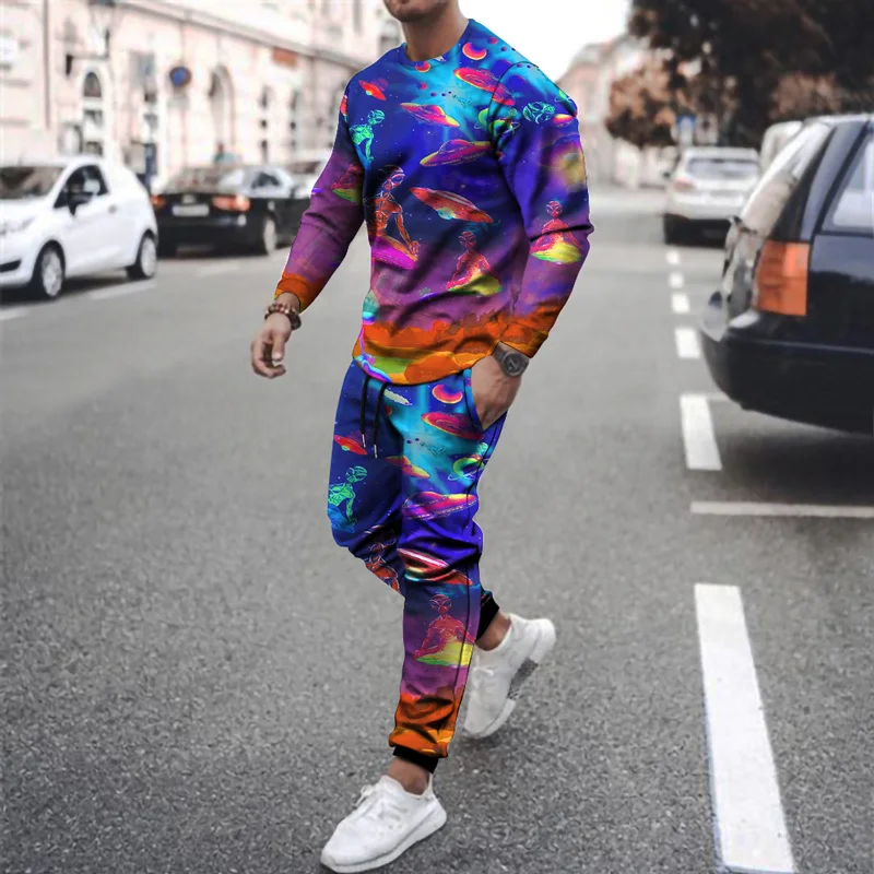 

Men's suits, Casual Wear suits, long-sleeved 3D Printed sweatshirts, men's Running 2-piece Fitness Pants Suits
